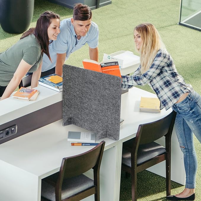 DOLLAR BOSS 2PCS Acoustic Desk Dividers 24" x 20", Soundproof Freestanding Privacy Panels for Table, Noise Reducing Desktop Partition for Office, Home, Classroom, Study Area with 20 Pushpins,Grey