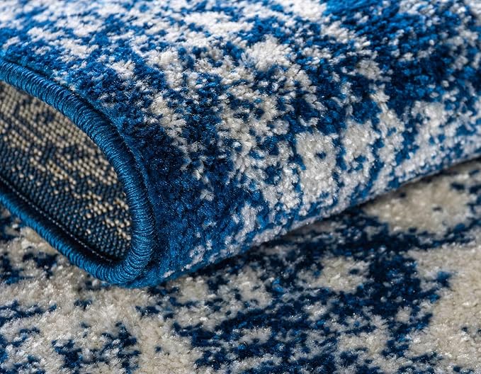 Unique Loom Bromley Collection Area Rug - Wells (10' x 14' 1" Rectangle, Ivory and Blue/ Ivory)