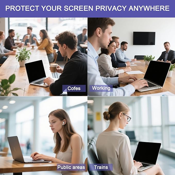 Halloive 360° Privacy Screen Protector for Macbook Air 13.6/13 Inch (2022-2025, M2, M3，M4), Privacy Screen Filter for Macbook Air 13.6 Inch, Anti-Spy/Anti Fingerprint/Anti Blue Light/Anti Glare