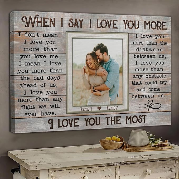 Dem Canvas Personalized Canvas Prints, Custom Love Canvas, When I Say I Love You More Wedding Gifts For Couple Canvas Anniversary Valentine Gift For Wedding Canvas (24x16)