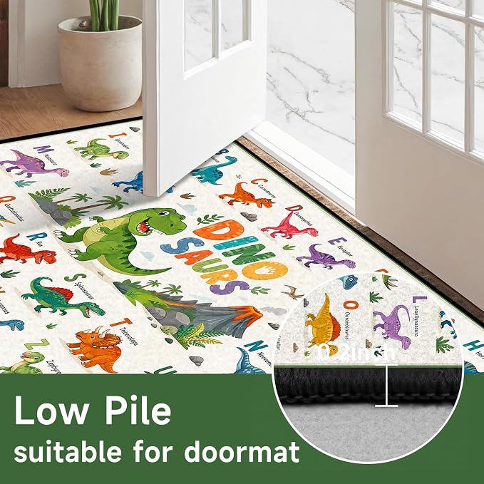 6'x9' Dinosaur Area Rug ABC Alphabet Educational Rugs for Bedroom Living Room Nursery Kitchen Playroom Home Decor Washable Cute Cartoon Dinosaur Floor Mat Carpet