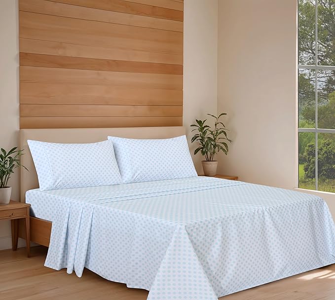 RUVANTI 100% Organic Cotton Sheets Full Size, Percale Weave, GOTS Certified, 4-Piece Set, Deep Pocket 15", Crisp & Breathable, Soft Durable Bedding, Sábanas Algodón Orgánico – Circle Imprint