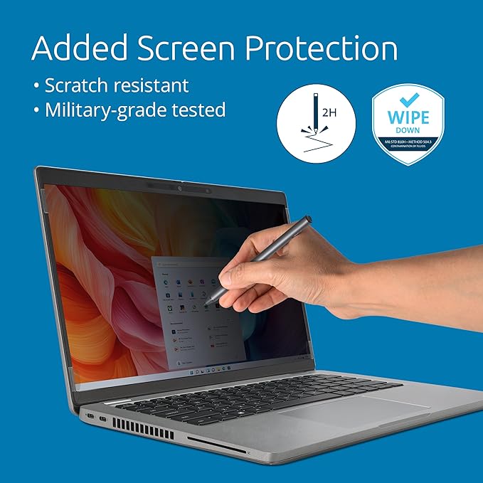 Kensington High Clarity Privacy Screens Filter for 15.6 inch 16:10 Laptops, Easy Installation Privacy Filter, Anti-Glare, 2H Hardness Protection, Compatible with HP Lenovo Samsung Asus HC156A1610A
