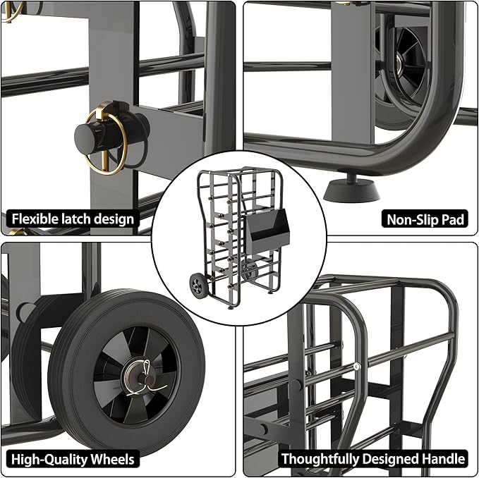 Tredre Wire Spool Rack with Wheels – Heavy Duty Cable Dispenser with 11 Rods, Mobile Wire Organizer Stand with Storage Box for Electrical & Workshop Use, Black
