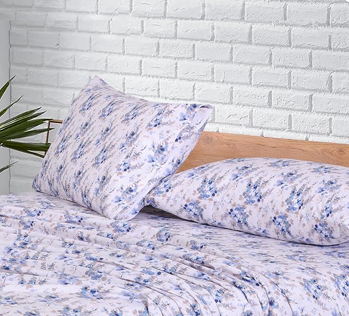 RUVANTI Queen Cotton Percale Bed Linen Set Soft Breathable - Deep Pocket 4Pcs Maple