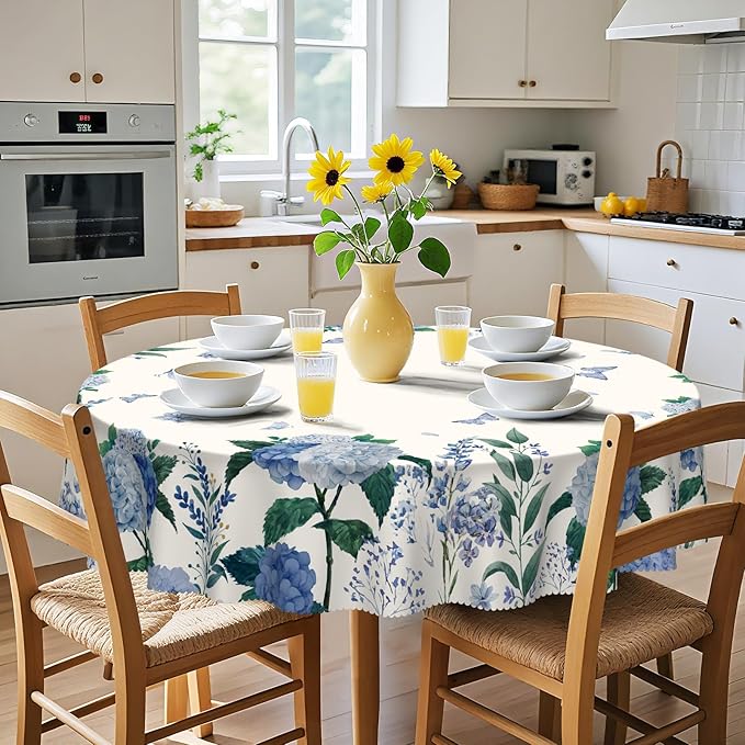 Eikione Round Tablecloth 70inch Floral Table Cloth, Colorful Tablecloths Polyester Waterproof Stain Wrinkle Free, Table Cover for Home Kitchen Dining Party Patio Decor