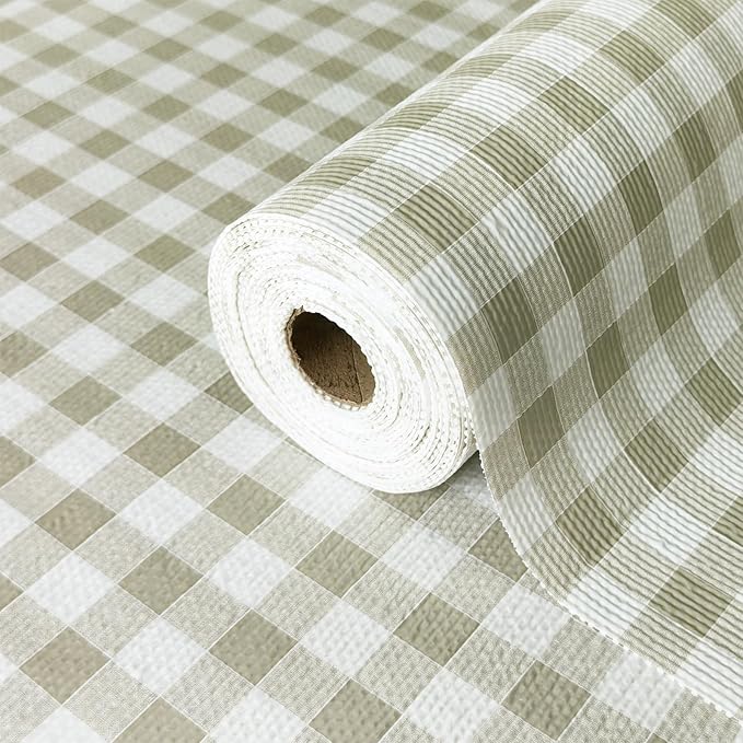 Drawer Liner and Shelf Liner for Kitchen Cabinet Liner Non-Adhesive Non-Slip Shelf Paper, Thick Strong Grip Waterproof Easy to Clean for Shelves, Cupboard, Desks, Green Plaid Pattern, 23.6 in x 40 FT