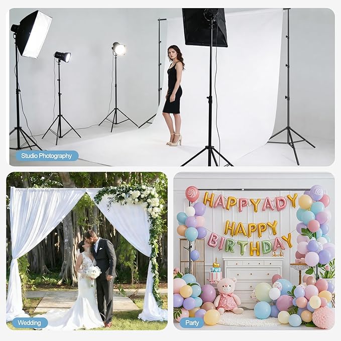 EMART 10x10FT Backdrop Stand, Photo Studio Back Drop Adjustable Stand with 6 Backdrop Clamps,2 Sandbags and Carry Bag,Heavy Duty Background Support System Kit for Photography,Parties,Wedding,Video