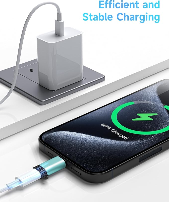 Lightning to USB C Adapter 4 Pack - Fast Charging & Data Transfer USB Type C to Lightning Charger Connector Compatible with iPhone 15/16/17 Pro Max/Plus, Samsung, Pixel - (Not for Audio/OTG)-Green
