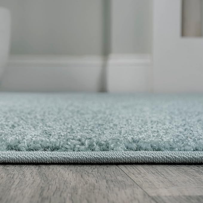 JONATHAN Y Haze Solid Low-Pile Aqua Blue Indoor Area Rug 6x9, Coastal,Bohemian,Minimalist,Classic, Easy-Cleaning for Living Room,Bedroom,Kitchen,Pet Friendly,Non-Shedding (SEU100S-6)