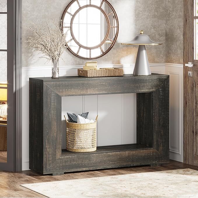 Tribesigns Farmhouse Console Table, 47 Inches Entryway Console Table with Storage, Industrial Hallway Accent Table for Living Room, Entrance