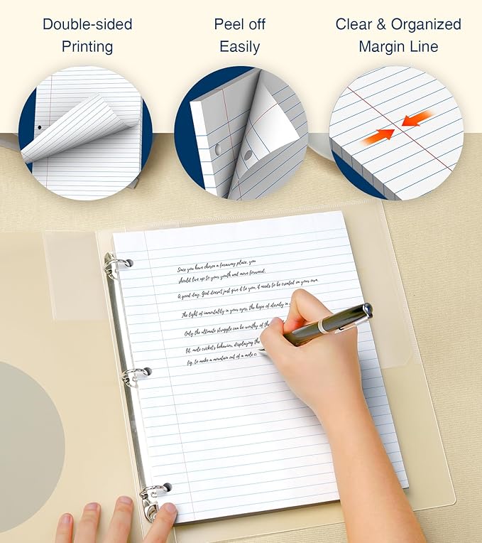 Wide Ruled Loose Leaf Paper, Notebook Paper, 8.5 x 11 Wide Ruled Paper, 3 Hole Punch Binder Paper, 200 Sheets Lined Paper for 3 Ring Binders, Writing Paper with Lines (2 Pack)