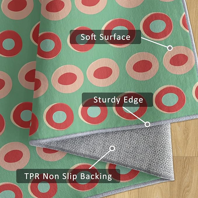 Mid Century Modern Rugs 4x5, Geometric Retro Washable 4 x 5 Area Rug for Living Room, Bedroom, Low Pile Non Slip Stain Resistant Carpet, Mid Century Home Decor Accessories & M918