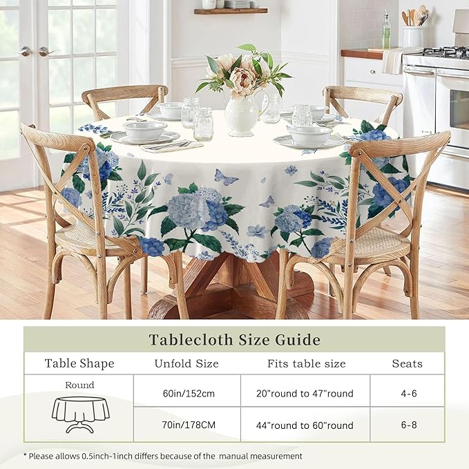 Eikione Kitchen Tablecloth 70 inch Round Boho Tablecloths Polyester Table Cloth for Party Restaurant Banquet Dining Buffet Table Picnic Decorations