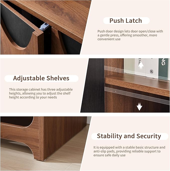 Bifins Sideboard Buffet Cabinet with Storage Set of 3, 94.5” Mid Century Modern Storage Cabinet with Adjustable Shelf and 6 Doors for Dining Room, Living Room,Entry