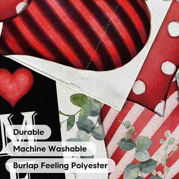 AVOIN colorlife Valentines Day Welcome House Flag 28x40 Inch Outside Double Sided, Anniversary Love Heart Rustic Yard Outdoor Decoration