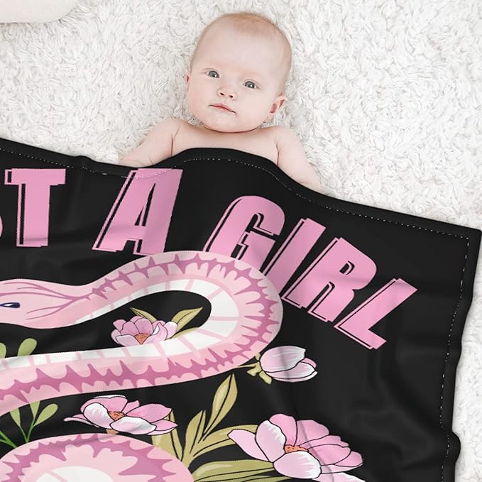 Just A Girl Loves Snakes Blanket Lightweight Cozy Flannel Fleece Throw Blanket Best Gift Home Decor for Bed Couch Outdoor Camping 120"x90" King for Family