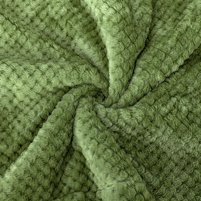 Fuzzy Sherpa Reversible Blanket for Baby, Soft Warm Cozy Coral Fleece Toddler, Infant or Newborn Reversible Blanket for Crib, Stroller, Travel, 40”×60”, Olive Green