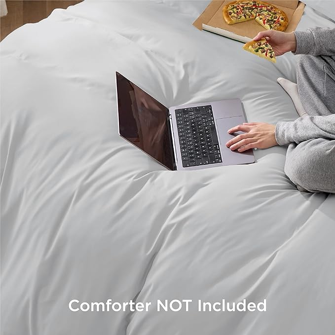 Bedsure Duvet Cover Full Size - Soft Double Brushed Bedding Set for Kids & Adults, Zipper Closure, 3 Pieces, Includes 1 Duvet Cover (80"x90") & 2 Pillow Shams, NO Comforter, Silver Grey