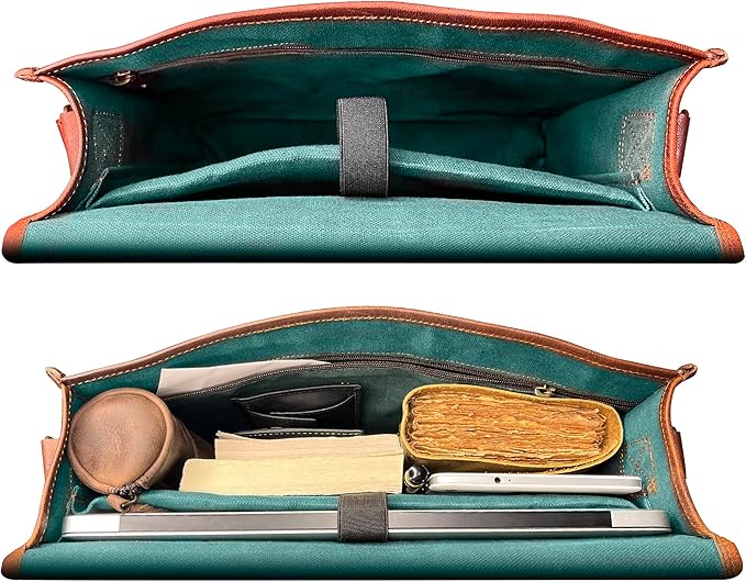 RUSTIC TOWN 14" Leather Messenger Bag for Men & Women – Full Grain Vintage Crossbody Satchel – Fits 13.3"/14" Laptop – Ideal Briefcase for Work, Travel & College – Adjustable Shoulder Strap