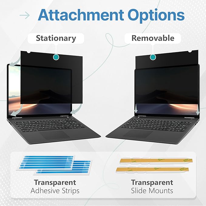 VINTEZ [2 Pack] 15.6 Inch 16:9 Privacy Screen for Computer Monitor and Laptop - Anti Glare Protector Film Blue Light Filter Eye Protection - Computer Screen Privacy Shield