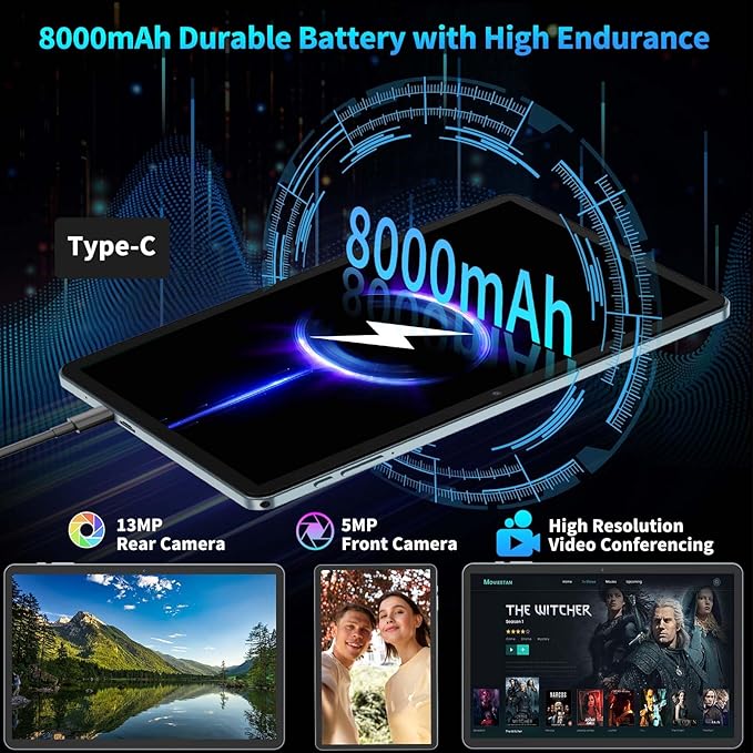 2026 10 Inch Tablet, Android 15 Tablet with Keyboard, 24GB+256GB+2TB Expand, 2-in-1 Tablets with 8-Core, 5G WiFi, 8000mAh, BT5.0, GMS, GPS, Gemini AI, Tablets PC with Mouse, Case, Stylus (Pink)
