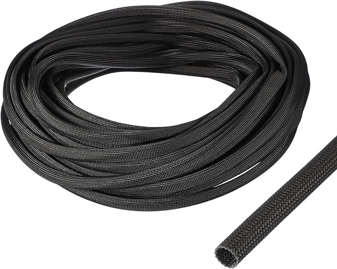 uxcell Insulation Cable Protector,6mm/0.24 Inch-15m/49 Feet High Temp Fiberglass Sleeve Black