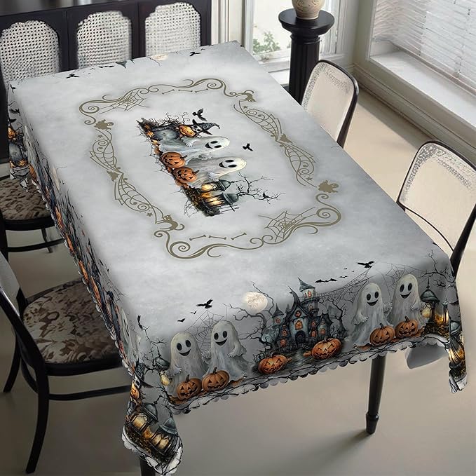 Eikione Rectangular Tablecloth 140x180inch, Halloween Bat Little Devil Tablecloth Waterproof and Wrinkle-Free, Table Covers, Summer Decorations for Home Dining