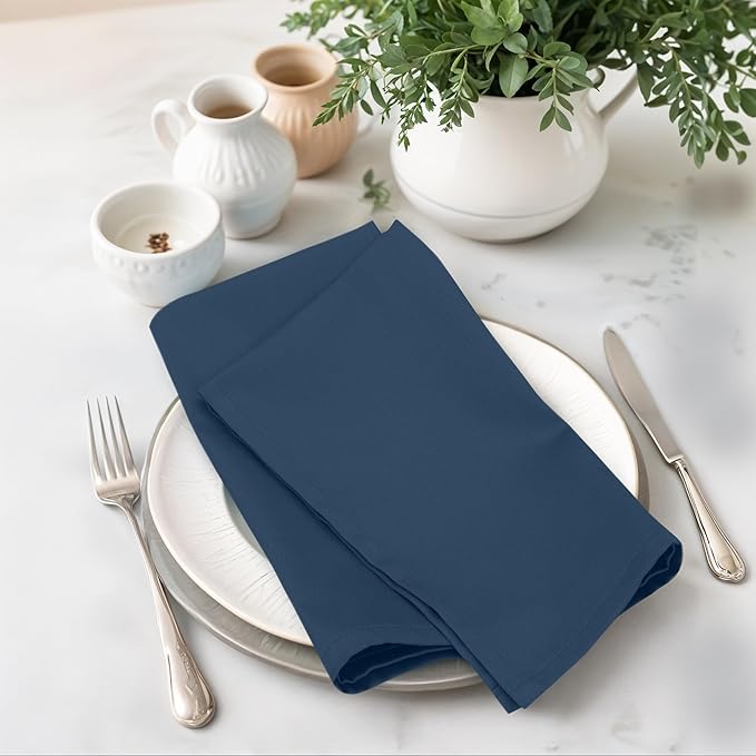 Zoyer Cloth Napkins Set of 4, 18x18 Inches Cotton Enrich Napkins Cloth ‎Washable, Soft & Durable Dinner Napkins for Parties, Wedding, Christmas, ‎Thanksgiving & Everyday Use - Navy Blue