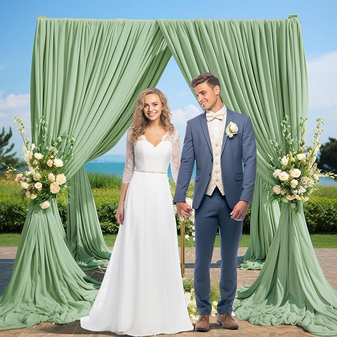 8 Panels Sage Green Backdrop Curtain for Parties Wrinkle Free Dark Green Photo Curtains Backdrop Drapes Fabric Decoration for Weding Baby Shower Birthday Party Photography 40ft(W) x 10ft(H)
