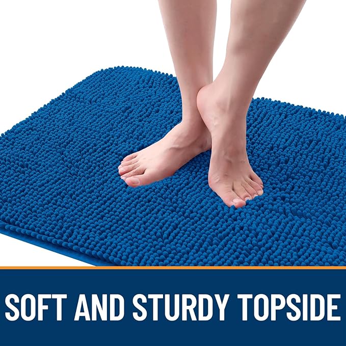 OLANLY Dog Door Mat for Muddy Paws 40x32, Absorbs Moisture and Dirt, Absorbent Non-Slip Washable Doormat, Quick Dry Chenille Mud Mat, Entry Indoor Entryway Carpet for Inside Floor, Deep Navy Blue