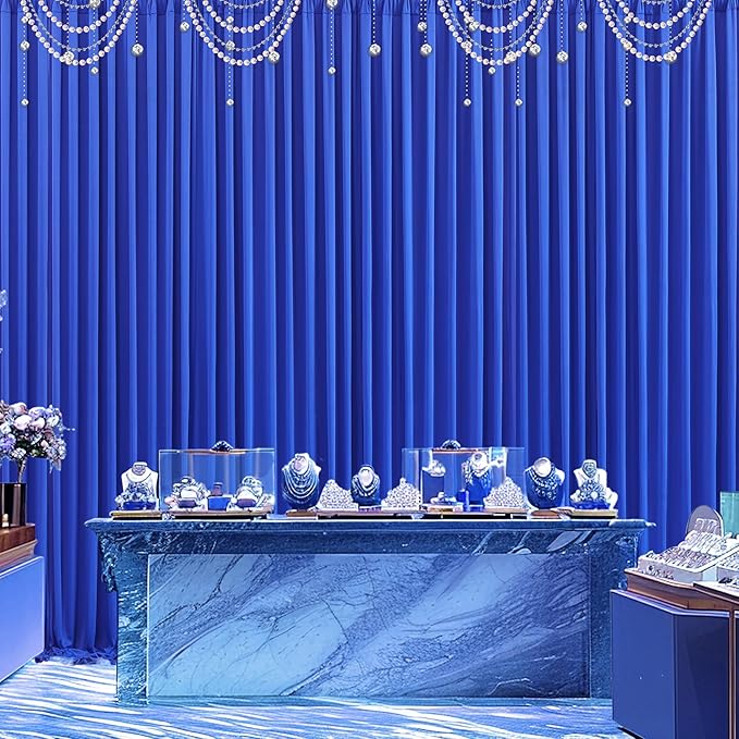 4 Panels Royal Blue Backdrop Curtain for Parties Wrinkle Free Blue Photo Curtains Backdrop Drapes Fabric Decoration for Wedding Birthday Party Baby Shower 20ft(W) x 10ft(H)
