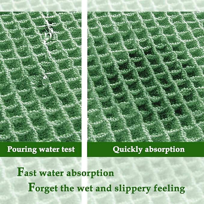 ZALL Sage Green Waffle Bath Mat,Super Absorbent Non Slip Bathroom Rug, 18x30inch, Machine Washable Ultra Soft Floor Mats