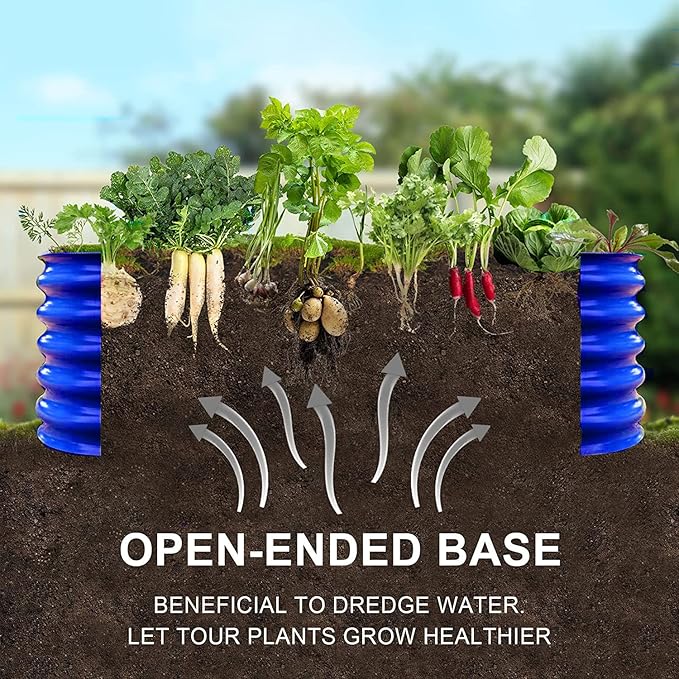 Olle Galvanized Raised Garden Beds 32" Tall Metal Plant Boxes for Outdoor Vegetables, 12-in-1 Garden Bed, Cobalt Blue