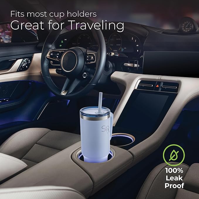SIPX™ 40 oz Insulated Tumbler with Handle & Straw – Vacuum Insulated Stainless Steel, Leakproof, Cupholder Friendly – Perfect for Iced Coffee, Water & Travel – Blue