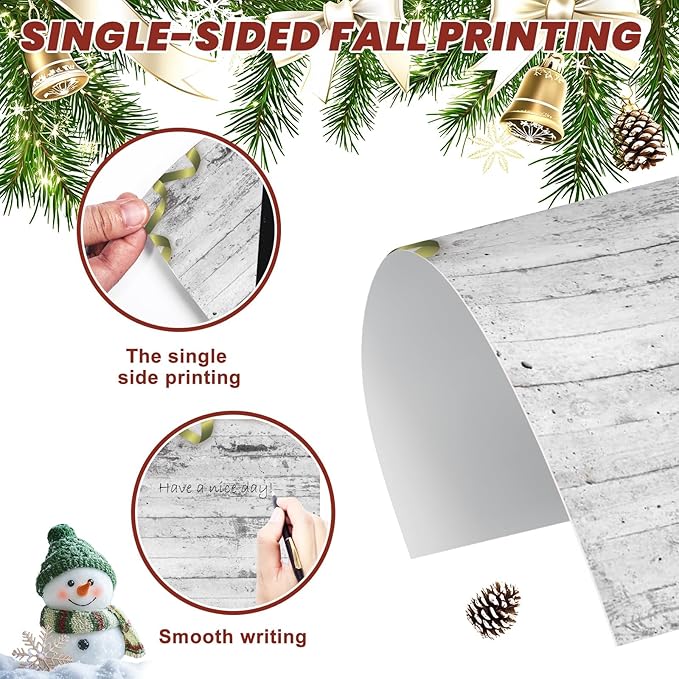EggSun 250Pcs Christmas Stationery Paper and Envelope Set with 100 Letterhead Papers and 50 Envelopes, 10 Design for Letter Writing Invitations Computer Holidays Party Notes, 8.5x11 Inch-Wood Grain