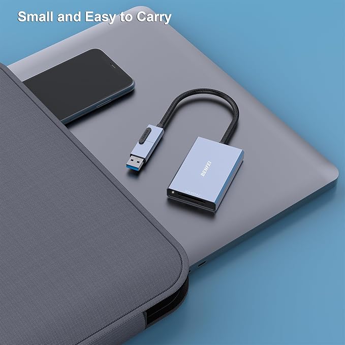 BENFEI SD 4.0 Card Reader, USB-C/USB-A 2-in-1 Memory Card Reader, for SDXC, SDHC, SD, MMC, RS-MMC, Micro SDXC, Micro SD, Micro SDHC Card, UHS-II, and UHS-I Cards