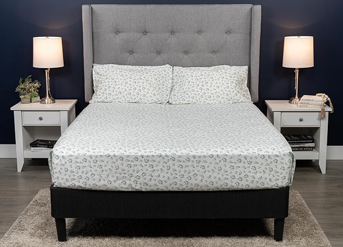 MyPillow Giza Dreams Bed Sheets, 100% Certified Giza Egyptian Cotton, Deep Pocket, Sateen Weave [Full, Blue Green Floral]