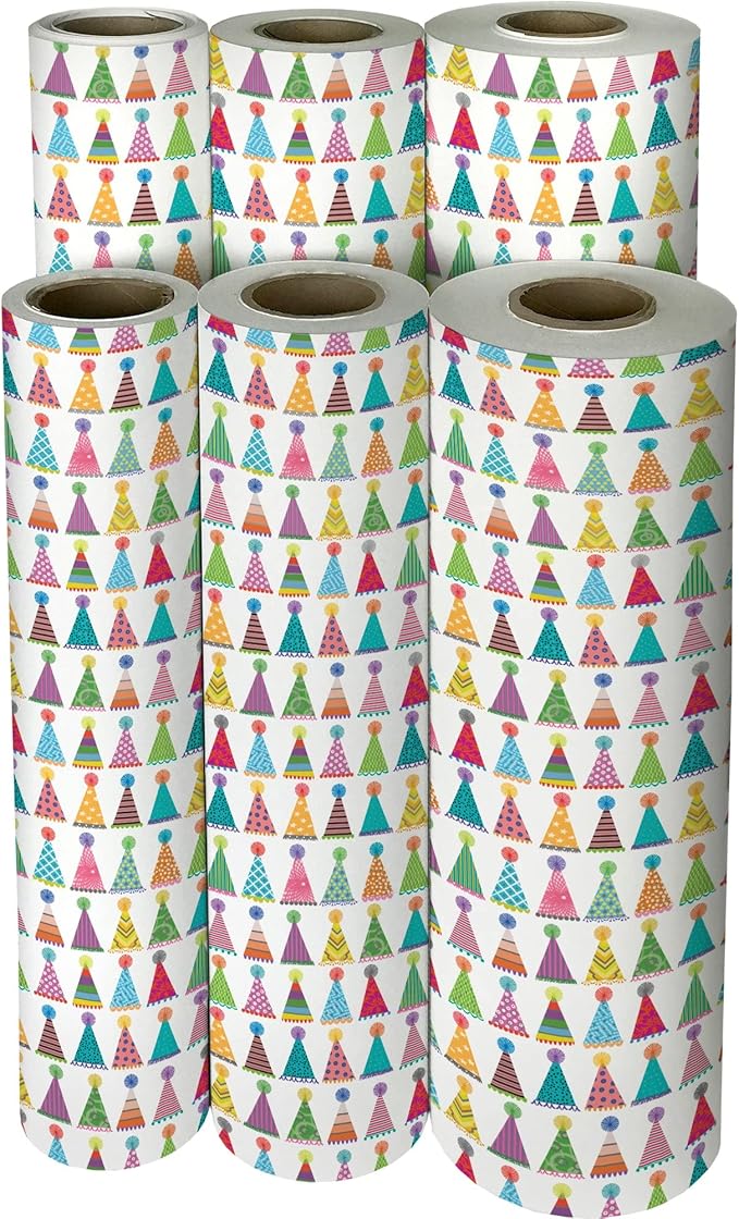Jillson Roberts Bulk Gift Wrap, Everyday Gift Wrapping Supplies, Party Hats, Full Ream 833 feet x 30 inches