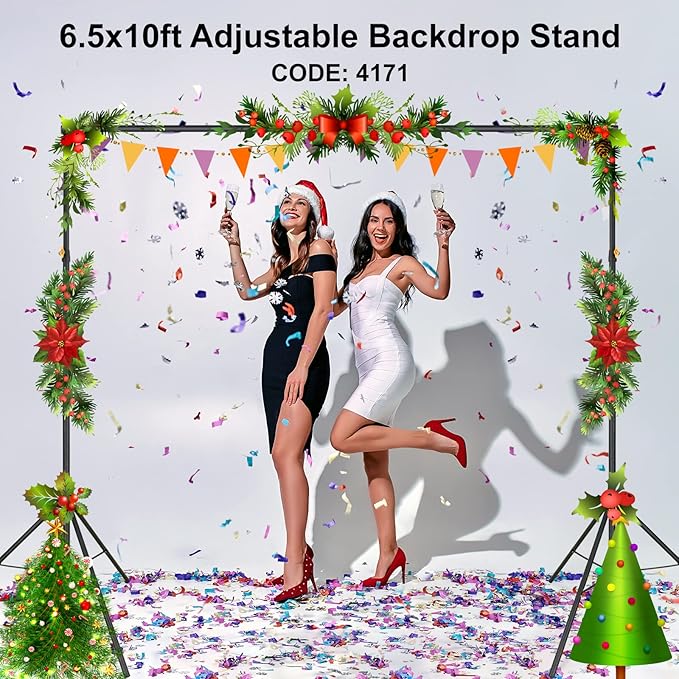 LINCO Lincostore Backdrop Support Stand Kit 10x6.5ft Adjustable Photography Studio Photo Background Support System with Carrying Bag for Green Screen Muslin, 4171