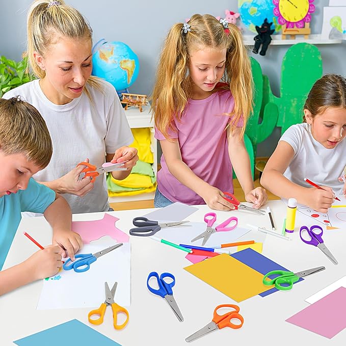 Toidgy 180 Packs Kids Scissors, 5 Inch Scissors Bulk for School, Blunt Tip Scissors for Kids Student Teacher, Safety Scissors for Preschool Classroom Office Home, School Supplies Craft Cutting Paper