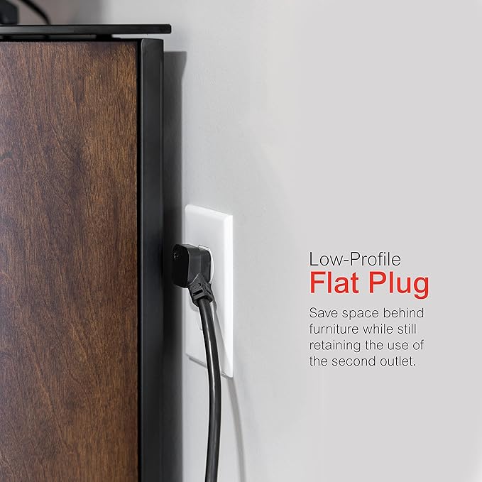 GE 6-Outlet Surge Protector, 6 Ft Extension Cord, 1080 Joules, Power Strip, Flat Plug, Integrated Circuit Breaker, Wall Mount, ETL Listed, Black, 37211