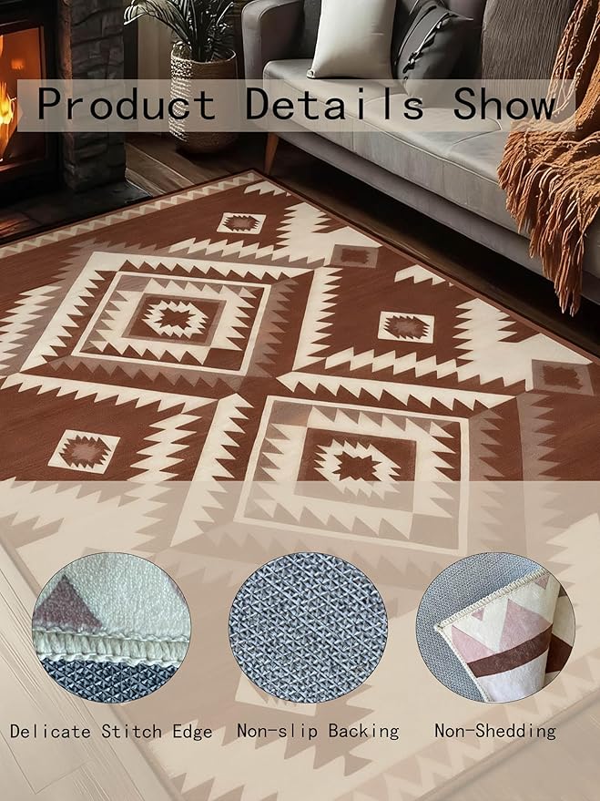 10x14 Geometric Rug, Mid Century Modern Rug for Living Room, Colorful Geometric Rugs, Mid Century Rugs, Abstract Carpet, Non-Slip Washable Carpet, Abstract Bedroom Kitchen