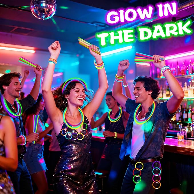 TURNMEON 240 Pack Ultra Bright New Year Eve Party Supplies Glow Sticks Bulk Party Pack Glow In The Dark Party Supplies Favors Glow Sticks Necklaces Bracelets with Connector 8" Glow stick Light Up