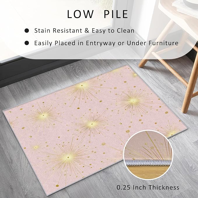 Starburst Rug Large 7x10 Mid Century Modern Retro Star Pattern Area Rugs for Living Room, Bedroom, Starburst Home Decor Accessories Indoor Carpet, Non Slip & Machine Washable