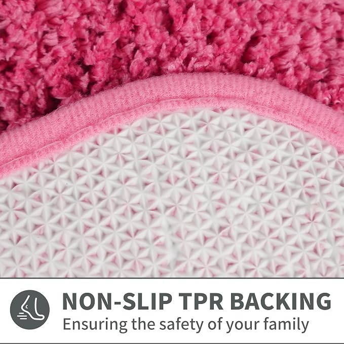 Cute Scalloped Rose Pink Bathroom Rugs Mat,Non Slip Absorbent Quick Dry Bath Mats for Shower Room,Microfiber Bath Mats for Bathroom Floor Washable Carpet for Shower Tub Sink Bedroom,20"x32"