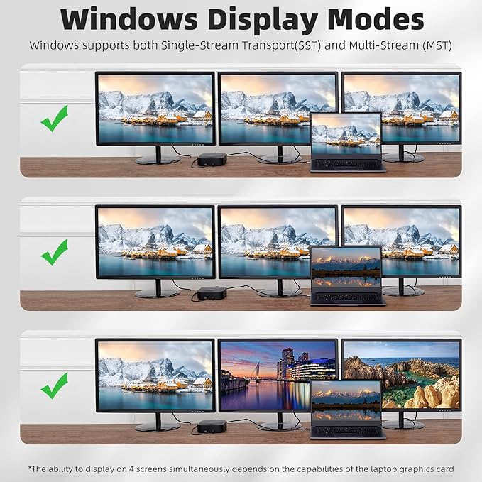 RVP+ Docking Station 3 Monitors USB C, 13-in-1, Triple Display-4K HDMI & DisplayPort Dual Monitors, 5Gbps USB-C/A Data Transfer, 100W Laptop-Charging, Gigabit Ethernet, Audio, Black