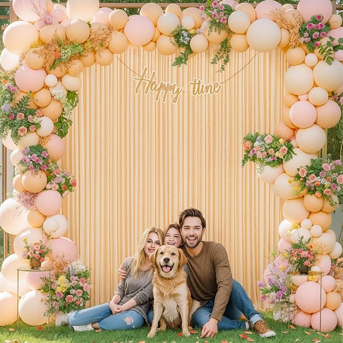 Dark Champagne Backdrop Curtain for Parties Wedding Baby Shower Wrinkle Free Photo Curtains Backdrop Drapes Fabric Decoration for Bridal Shower 5ft x 7ft,2 Panels