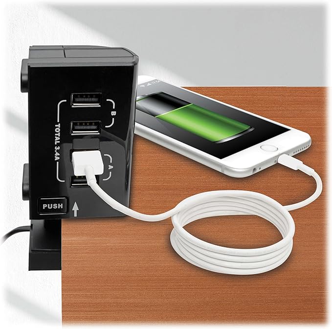 Tripp Lite Safe-IT Surge Protector & Charging Station, 6-Outlets, 4-USB Ports, 8ft / 2.4M Cord, $50,000 Insurance, Limited Life Manufacturer's Warranty (TLP68UBAM)