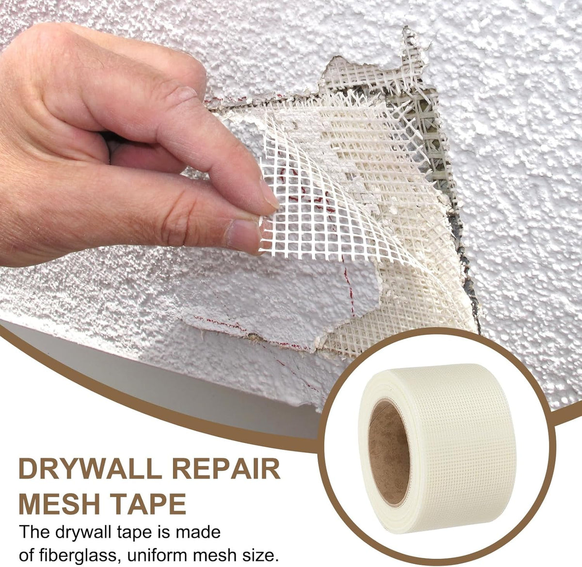 PATIKIL Drywall Repair Mesh Tape, 3 inch x 82 ft Fiberglass Repair Patch Self-Adhesive Dry Wall Joint Tape 12 Mesh Wall Hole Crack and Seam Patch, White